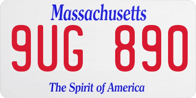 MA license plate 9UG890