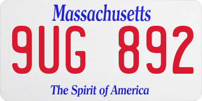MA license plate 9UG892