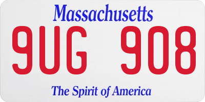 MA license plate 9UG908