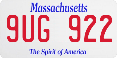 MA license plate 9UG922
