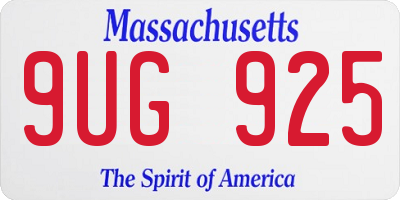 MA license plate 9UG925