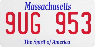 MA license plate 9UG953