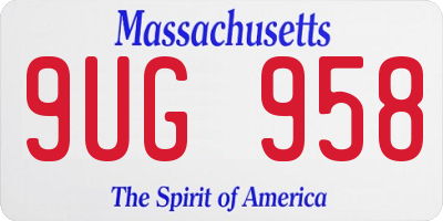 MA license plate 9UG958