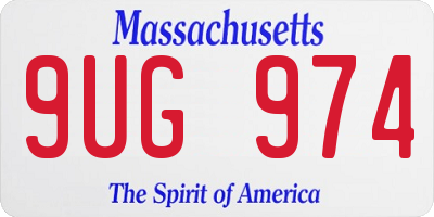 MA license plate 9UG974