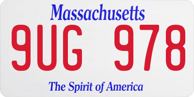 MA license plate 9UG978