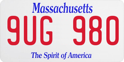 MA license plate 9UG980