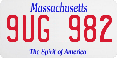 MA license plate 9UG982
