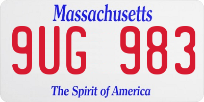 MA license plate 9UG983