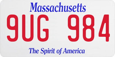 MA license plate 9UG984