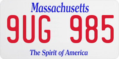 MA license plate 9UG985