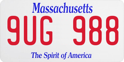 MA license plate 9UG988