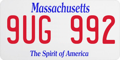 MA license plate 9UG992