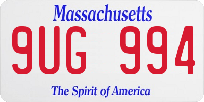 MA license plate 9UG994