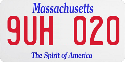 MA license plate 9UH020