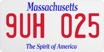 MA license plate 9UH025