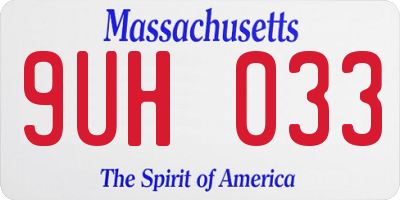 MA license plate 9UH033