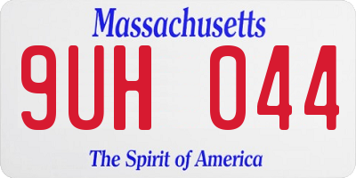 MA license plate 9UH044