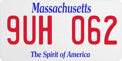 MA license plate 9UH062