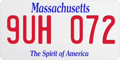 MA license plate 9UH072