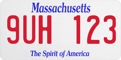 MA license plate 9UH123