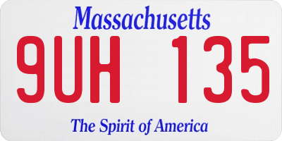 MA license plate 9UH135