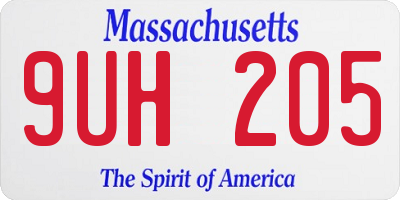 MA license plate 9UH205