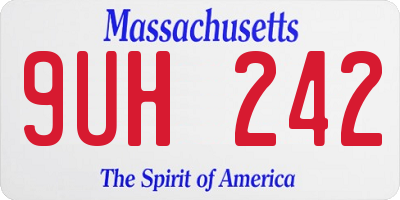 MA license plate 9UH242