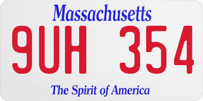 MA license plate 9UH354