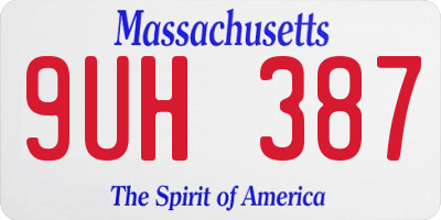 MA license plate 9UH387