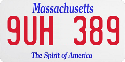 MA license plate 9UH389