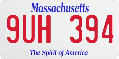 MA license plate 9UH394