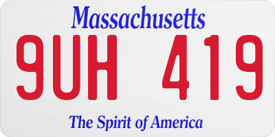 MA license plate 9UH419