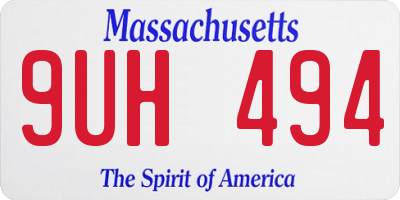 MA license plate 9UH494