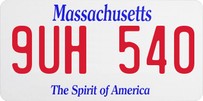 MA license plate 9UH540