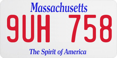 MA license plate 9UH758