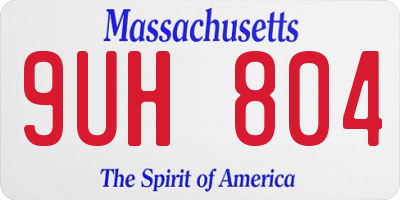 MA license plate 9UH804