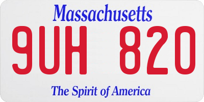 MA license plate 9UH820