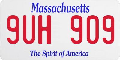 MA license plate 9UH909