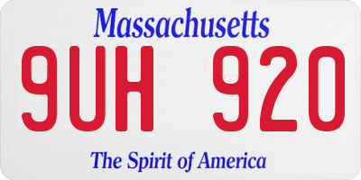 MA license plate 9UH920