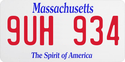 MA license plate 9UH934
