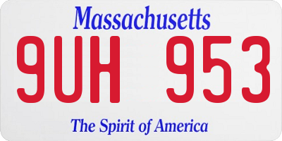 MA license plate 9UH953