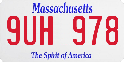 MA license plate 9UH978