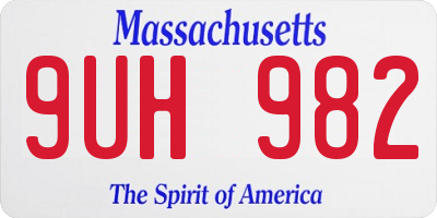 MA license plate 9UH982