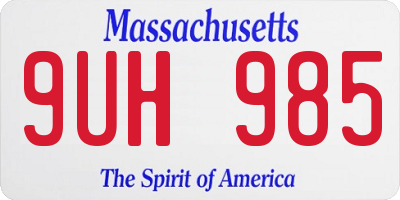 MA license plate 9UH985