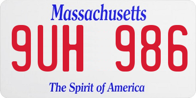 MA license plate 9UH986