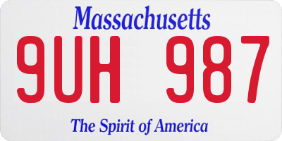 MA license plate 9UH987
