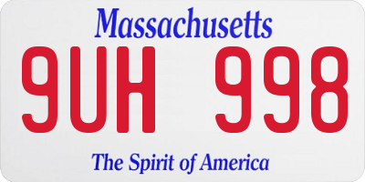 MA license plate 9UH998
