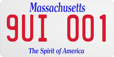 MA license plate 9UI001