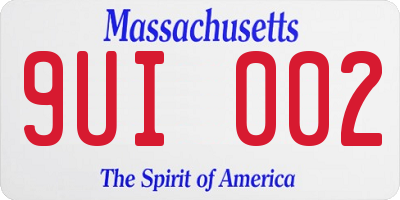 MA license plate 9UI002