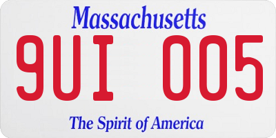 MA license plate 9UI005